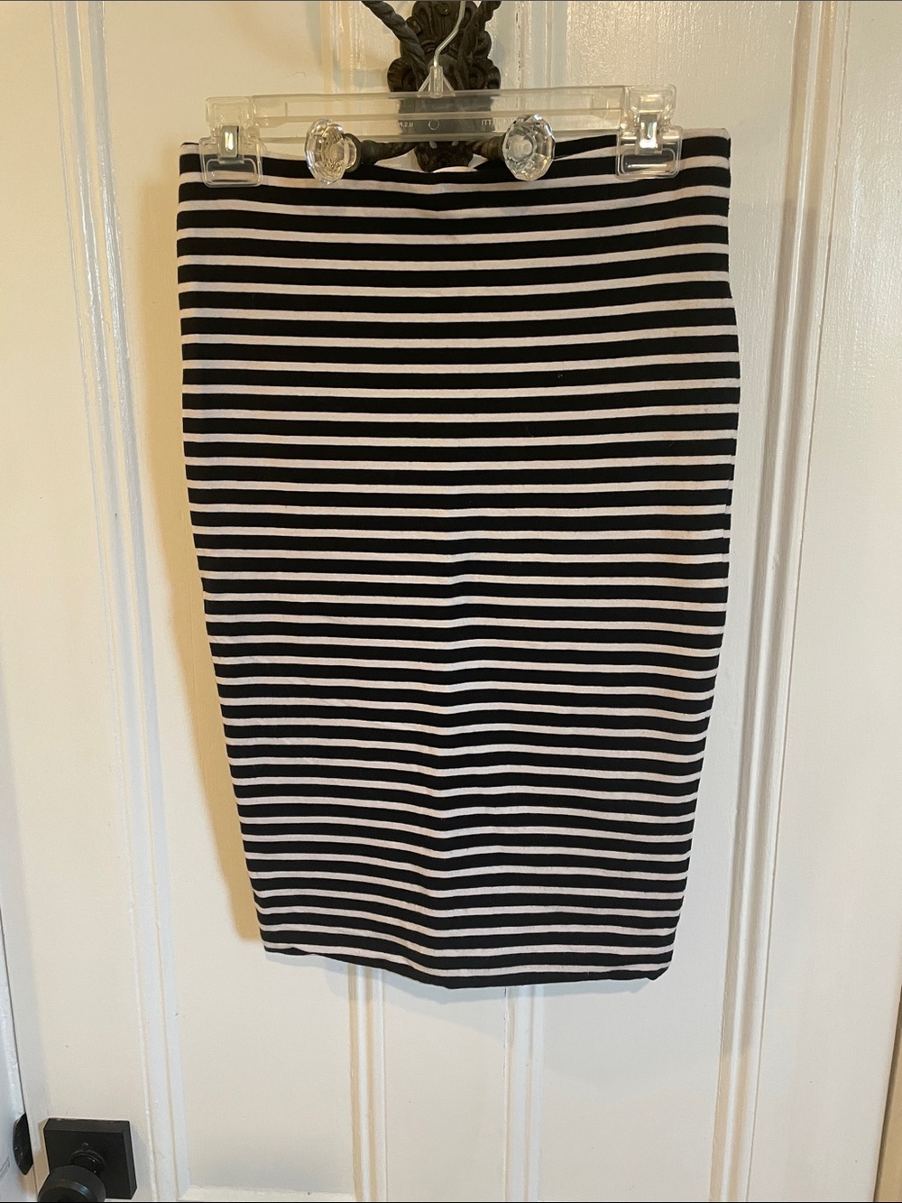 Striped Black and White Pencil Skirt